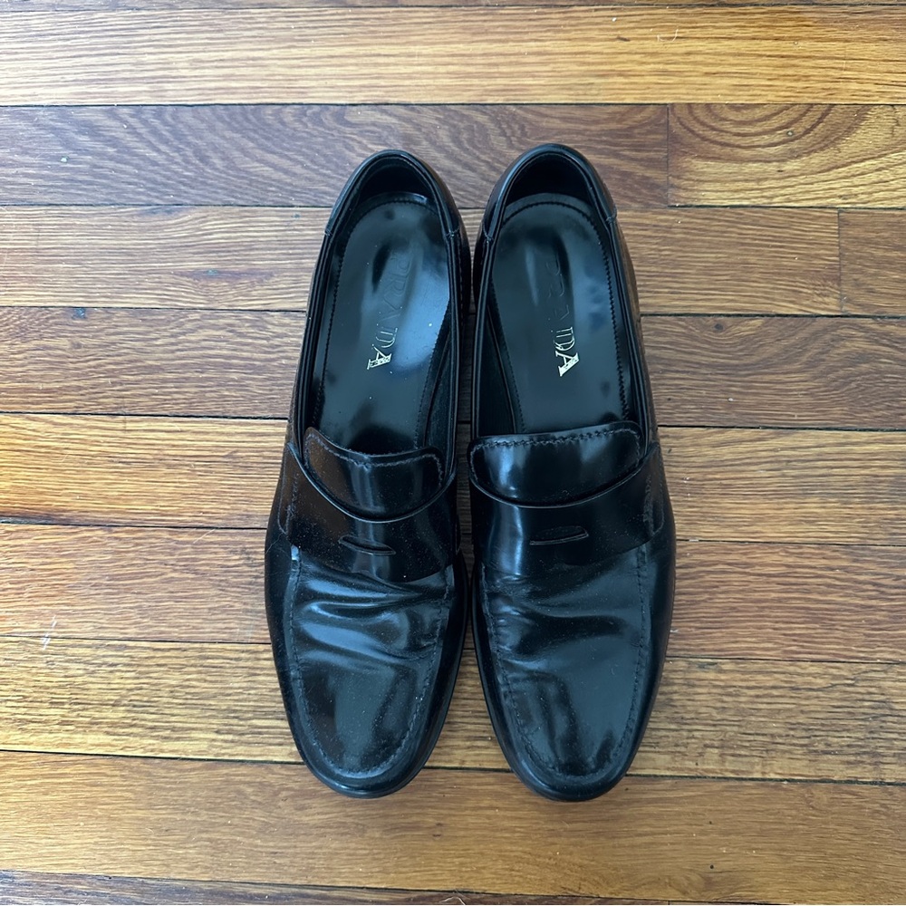 Prada Black Leather Penny Loafers - Picture 2 of 6